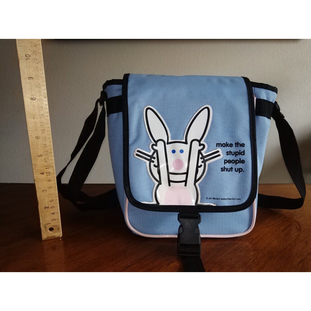 Vtg Y2K Happy Bunny Messenger Bag Jim Benton Make Stupid People Shut Up Clean - Picture 3 of 16